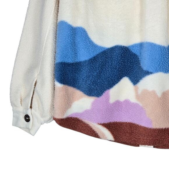 SO Fleece Mountain Shacket XS | Cream Colorblock Button Front Cozy Mountain - Picture 11 of 14